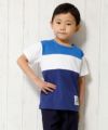 子供服 男の子 綿100％配色切り替えギターアップリケ付きTシャツ ネイビー(06) モデル画像1