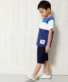 子供服 男の子 綿100％配色切り替えギターアップリケ付きTシャツ ネイビー(06) モデル画像4