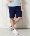 ベビー服 男の子 アップリケポケット付きシアサッカーハーフパンツ ネイビー(06) モデル画像アップ
