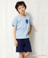 ベビー服 男の子 アップリケポケット付きシアサッカーハーフパンツ ネイビー(06) モデル画像1
