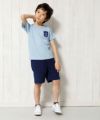 ベビー服 男の子 アップリケポケット付きシアサッカーハーフパンツ ネイビー(06) モデル画像2