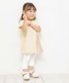 ベビー服 男の子 ベビーサイズ花柄切り替えリボンつきTシャツ イエロー(04) モデル画像2