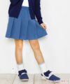 子供服 女の子 ウエストゴムポケット付きプリーツ風タックスカート ネイビー(06) モデル画像アップ