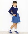 子供服 女の子 ウエストゴムポケット付きプリーツ風タックスカート ネイビー(06) モデル画像2