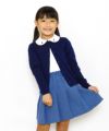 子供服 女の子 ウエストゴムポケット付きプリーツ風タックスカート ネイビー(06) モデル画像3