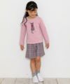 子供服 女の子 ネコプリント＆リボン付き裏毛トレーナー ピンク(02) モデル画像2