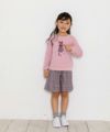 子供服 女の子 ネコプリント＆リボン付き裏毛トレーナー ピンク(02) モデル画像3