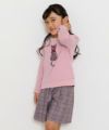 子供服 女の子 ネコプリント＆リボン付き裏毛トレーナー ピンク(02) モデル画像4