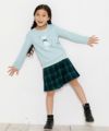 子供服 女の子 ネコプリント＆リボン付き裏毛トレーナー グリーン(08) モデル画像2