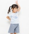 ベビー服 女の子 綿100％スカラップつきダンガリーショートパンツ ネイビー(06) モデル画像2