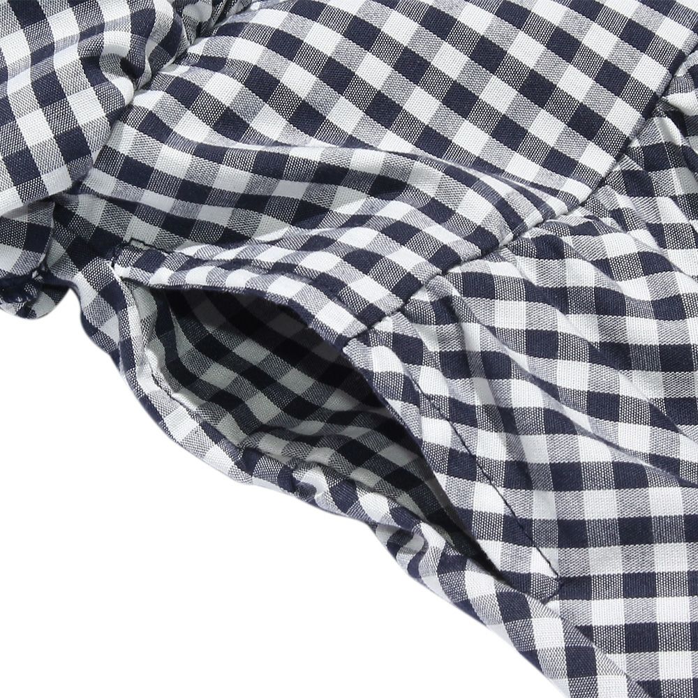 子供服 女の子 ギンガムチェック柄キュロットパンツ ネイビー(06) デザインポイント1