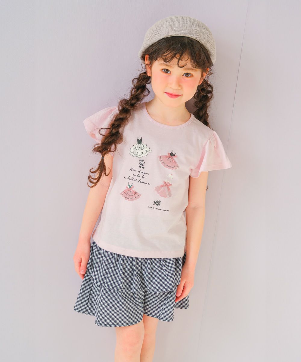 子供服 女の子 ギンガムチェック柄キュロットパンツ ネイビー(06) モデル画像1