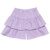 子供服 女の子 ギンガムチェック柄キュロットパンツ パープル(91) 正面
