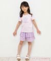 子供服 女の子 ギンガムチェック柄キュロットパンツ パープル(91) モデル画像全身