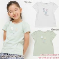 子供服 女の子 綿100％お花モチーフ付き＆ロゴTシャツ