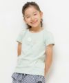 子供服 女の子 綿100％お花モチーフ付き＆ロゴTシャツ グリーン(08) モデル画像アップ