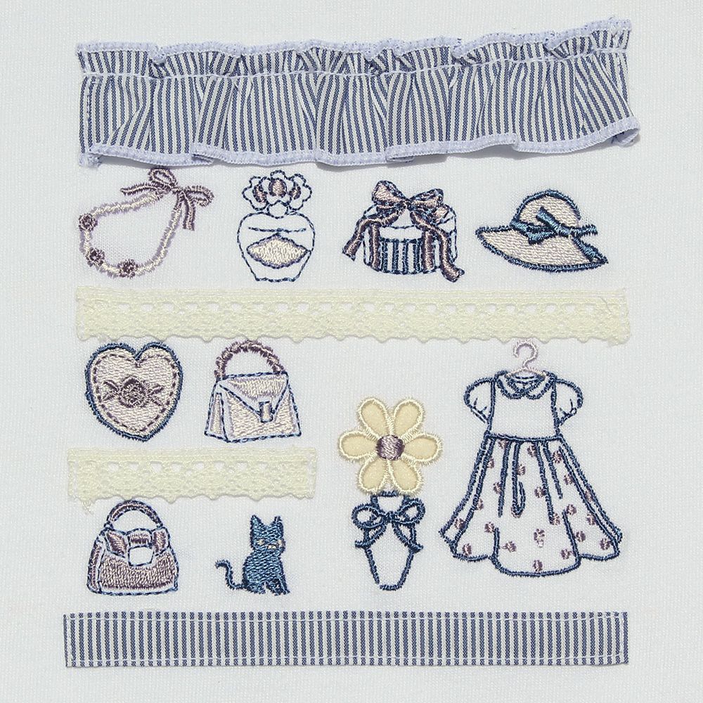 ベビー服 女の子 綿100％お洋服屋さん刺繍Tシャツ オフホワイト(11) デザインポイント1