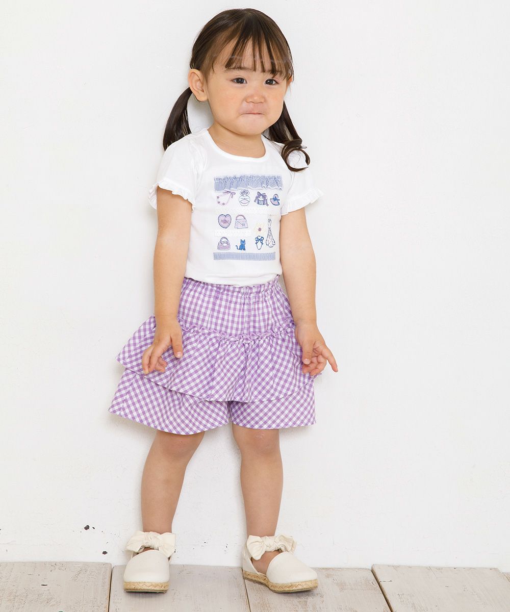 ベビー服 女の子 綿100％お洋服屋さん刺繍Tシャツ オフホワイト(11) モデル画像3