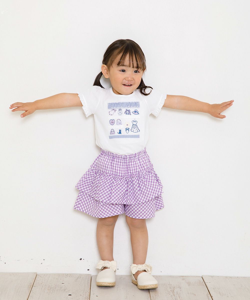 ベビー服 女の子 綿100％お洋服屋さん刺繍Tシャツ オフホワイト(11) モデル画像4