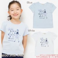 子供服 女の子 綿100％リボン付き音符＆女の子モチーフTシャツ