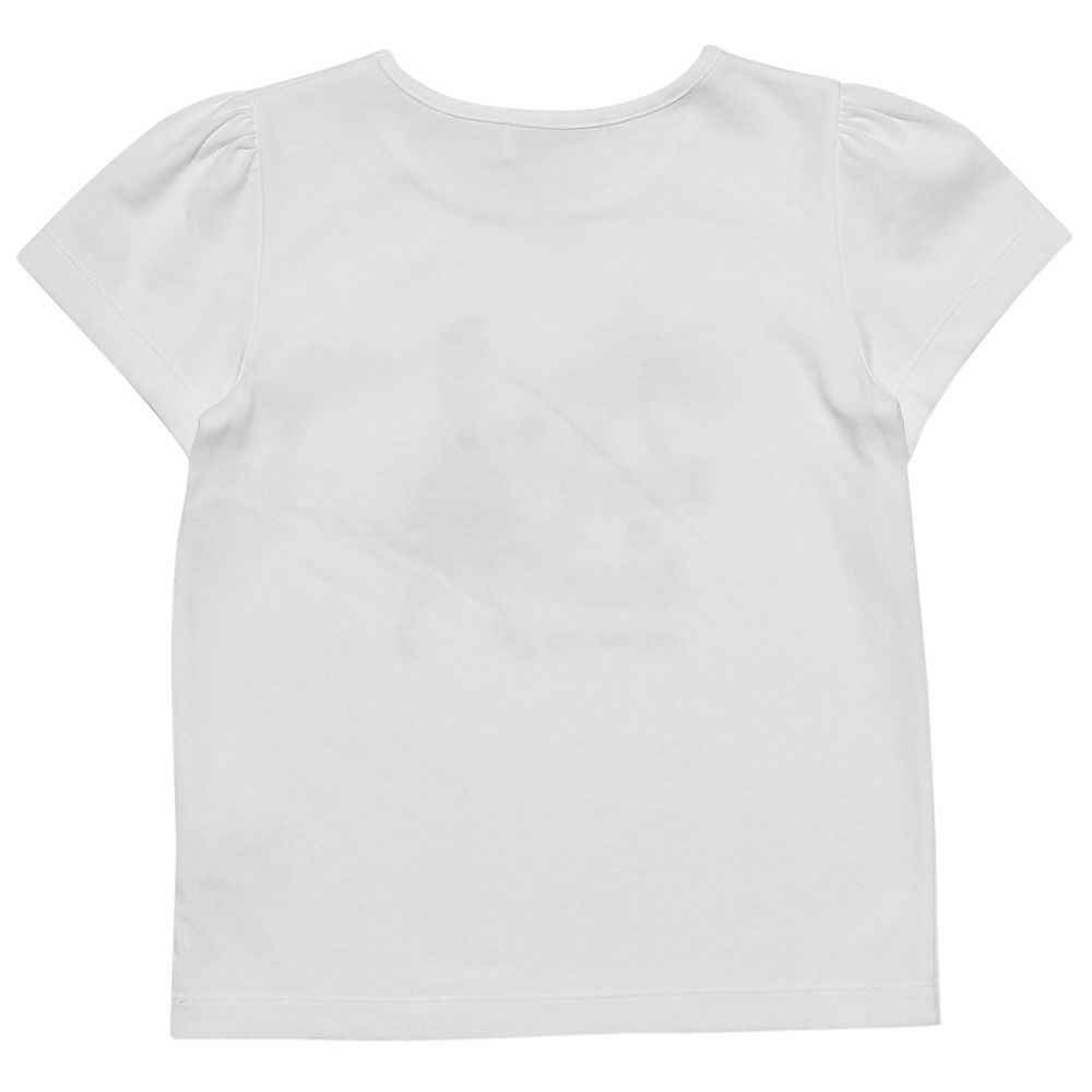 子供服 女の子 綿100％リボン付き音符＆女の子モチーフTシャツ オフホワイト(11) 背面