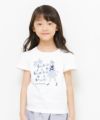 子供服 女の子 綿100％リボン付き音符＆女の子モチーフTシャツ オフホワイト(11) モデル画像アップ