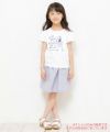 子供服 女の子 綿100％リボン付き音符＆女の子モチーフTシャツ オフホワイト(11) モデル画像全身