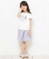 子供服 女の子 綿100％リボン付き音符＆女の子モチーフTシャツ オフホワイト(11) モデル画像2