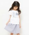 子供服 女の子 綿100％リボン付き音符＆女の子モチーフTシャツ オフホワイト(11) モデル画像3