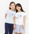 子供服 女の子 綿100％リボン付き音符＆女の子モチーフTシャツ オフホワイト(11) モデル画像4