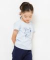 子供服 女の子 綿100％リボン付き音符＆女の子モチーフTシャツ ブルー(61) モデル画像2