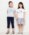 子供服 女の子 綿100％リボン付き音符＆女の子モチーフTシャツ ブルー(61) モデル画像4