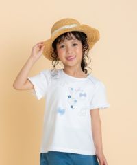 子供服 女の子 綿100％音符＆リボンモチーフTシャツ