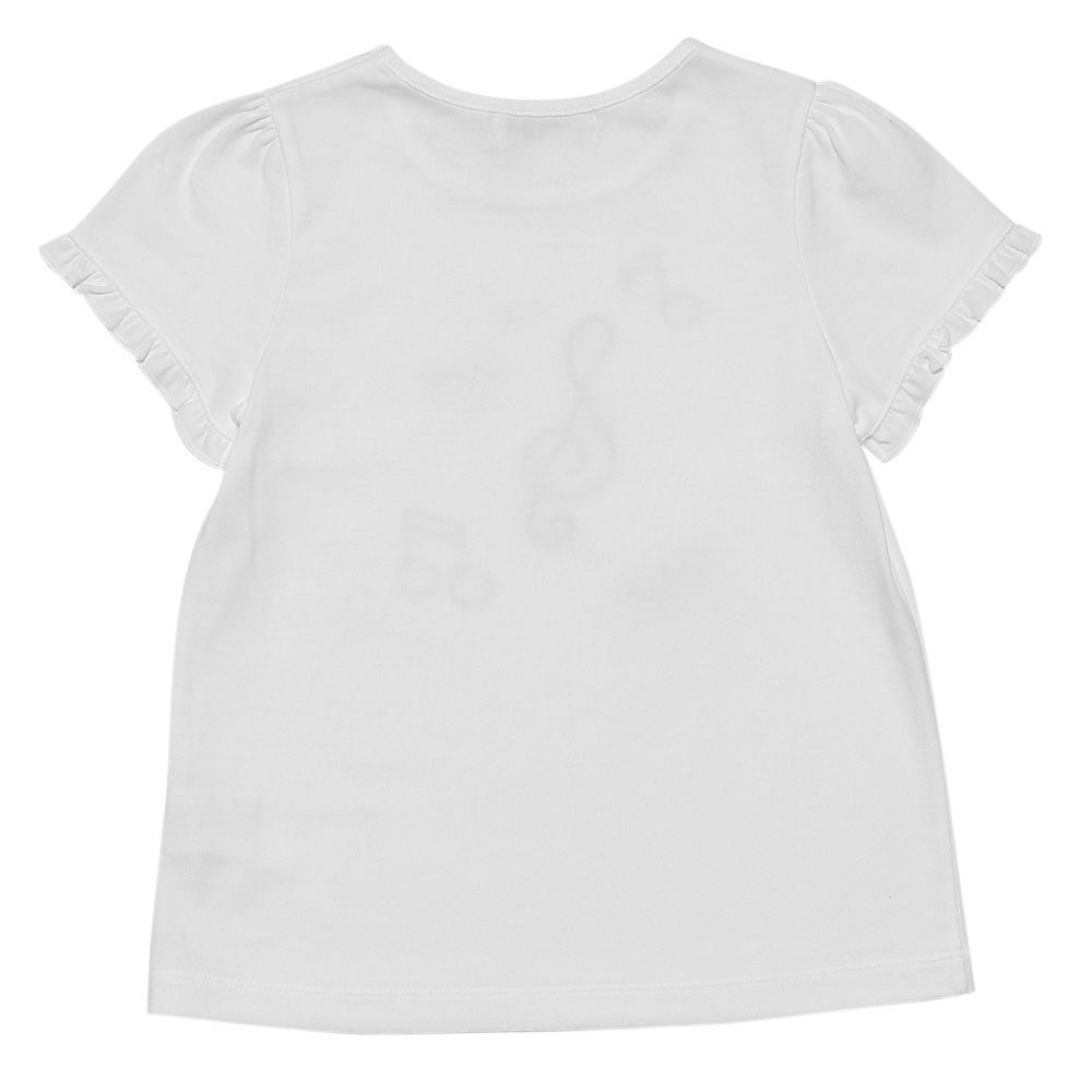 子供服 女の子 綿100％音符＆リボンモチーフTシャツ オフホワイト(11) 背面
