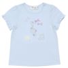 子供服 女の子 綿100％音符＆リボンモチーフTシャツ ブルー(61) 正面