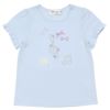 子供服 女の子 綿100％音符＆リボンモチーフTシャツ ブルー(61) 正面