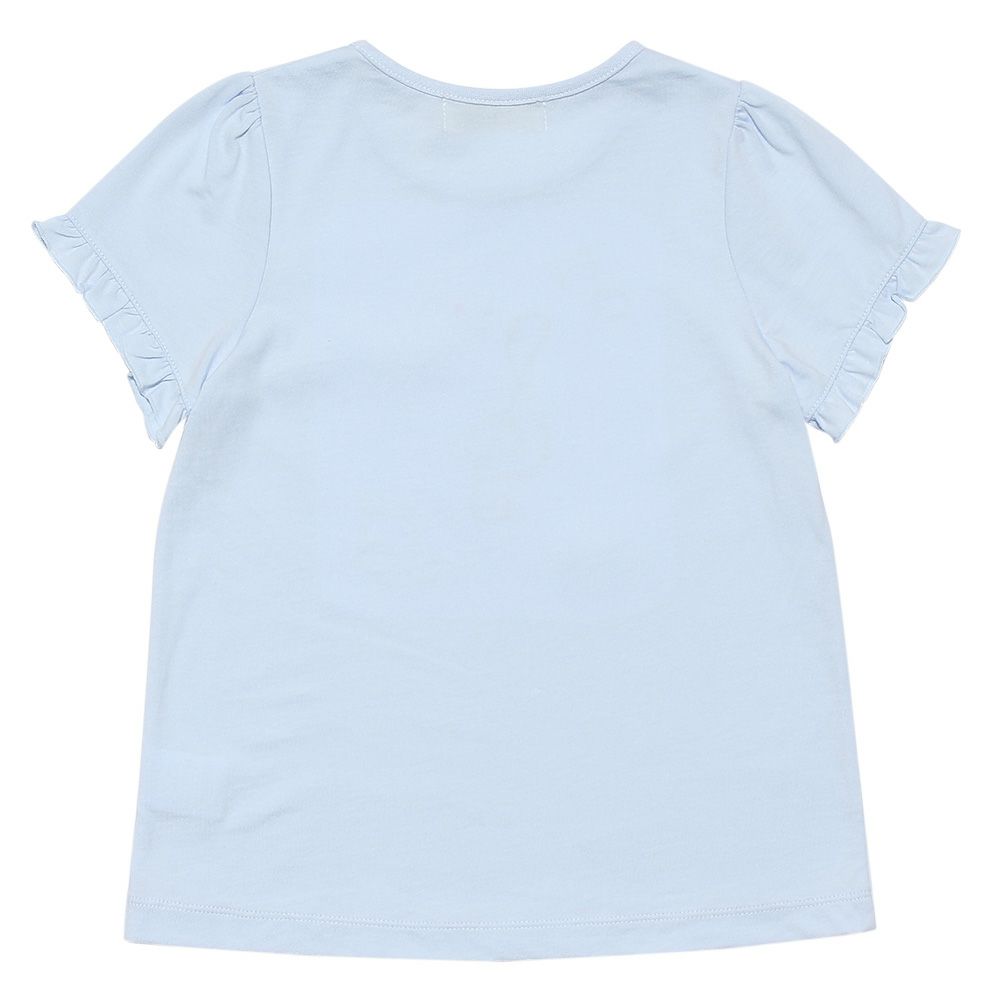 子供服 女の子 綿100％音符＆リボンモチーフTシャツ ブルー(61) 背面