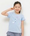 子供服 女の子 綿100％音符＆リボンモチーフTシャツ ブルー(61) モデル画像アップ