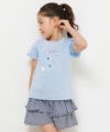 子供服 女の子 綿100％音符＆リボンモチーフTシャツ ブルー(61) モデル画像4