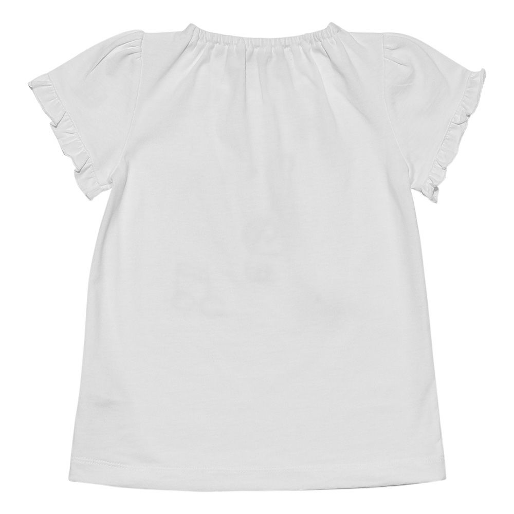 ベビー服 女の子 ベビーサイズ綿100％音符＆リボンモチーフ付きTシャツ オフホワイト(11) 背面