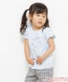 ベビー服 女の子 ベビーサイズ綿100％音符＆リボンモチーフ付きTシャツ ブルー(61) モデル画像1