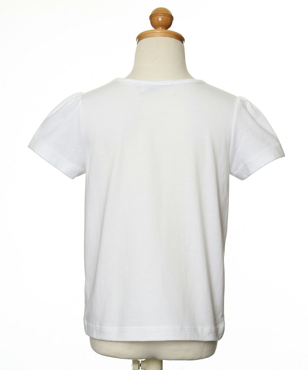 子供服 女の子 綿100％お花プリントリボンモチーフ付きTシャツ オフホワイト(11) トルソー背面