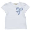 子供服 女の子 綿100％お花プリントリボンモチーフ付きTシャツ オフホワイト(11) 正面