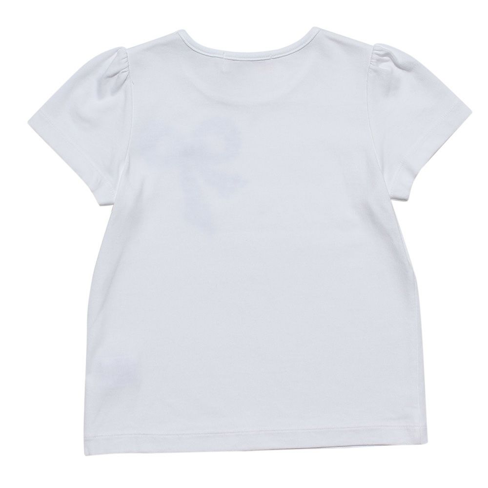 子供服 女の子 綿100％お花プリントリボンモチーフ付きTシャツ オフホワイト(11) 背面