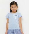 子供服 女の子 綿100％お花プリントリボンモチーフ付きTシャツ ブルー(61) モデル画像アップ