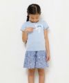 子供服 女の子 綿100％お花プリントリボンモチーフ付きTシャツ ブルー(61) モデル画像2