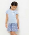 子供服 女の子 綿100％お花プリントリボンモチーフ付きTシャツ ブルー(61) モデル画像3