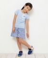 子供服 女の子 綿100％お花プリントリボンモチーフ付きTシャツ ブルー(61) モデル画像4
