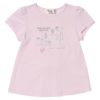 子供服 女の子 綿100％バックリボン付きお花プリントTシャツ ピンク(02) 正面