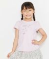 子供服 女の子 綿100％バックリボン付きお花プリントTシャツ ピンク(02) モデル画像アップ